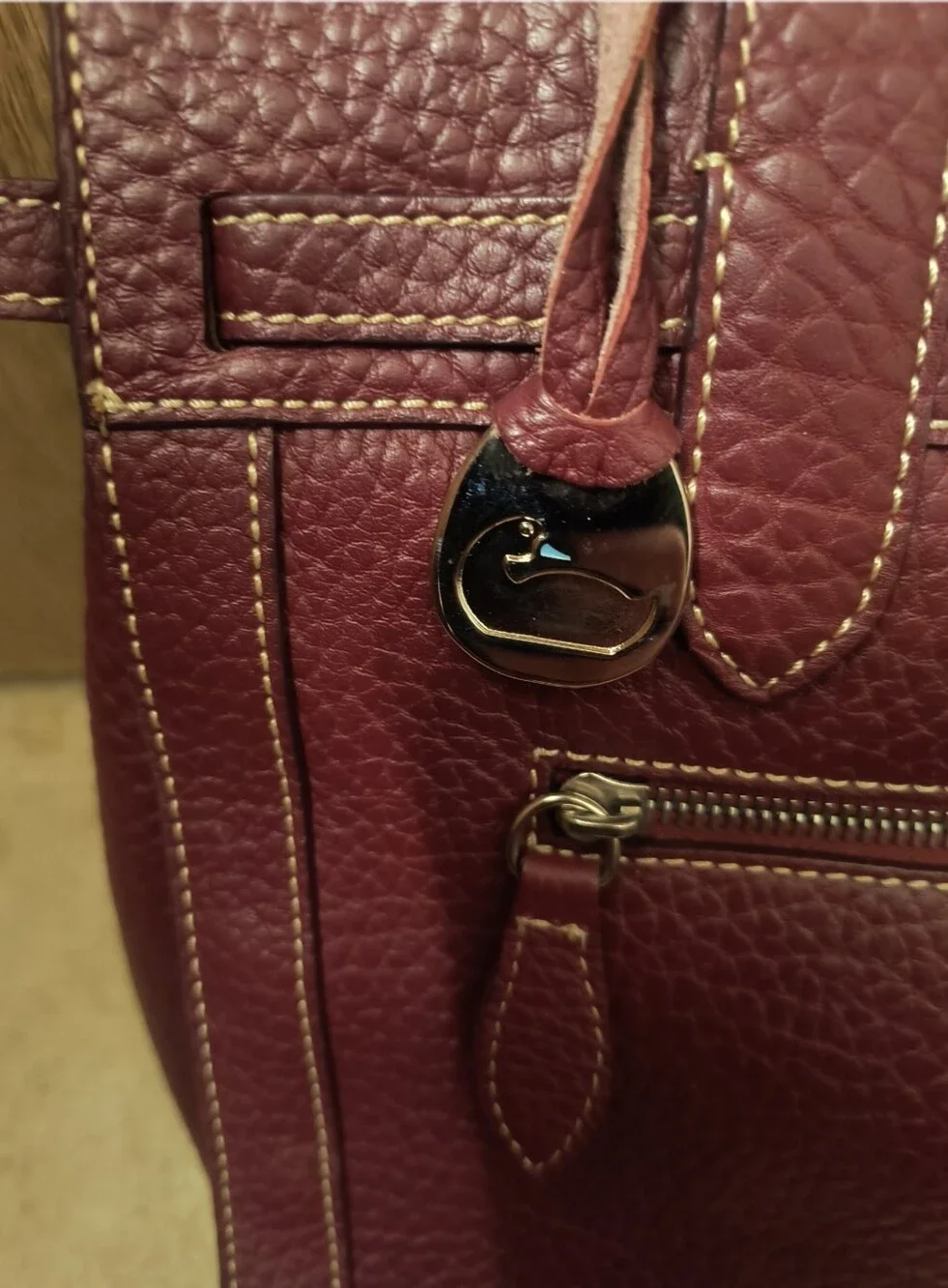 Vintage 2000s Dooney & Bourke Bordeaux Leather Tote Bag | Rare Paisley Interior